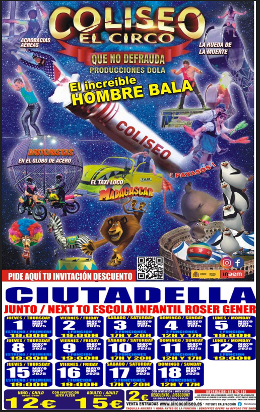 Circo Coliseo en Ciutadella presenta Madagascar